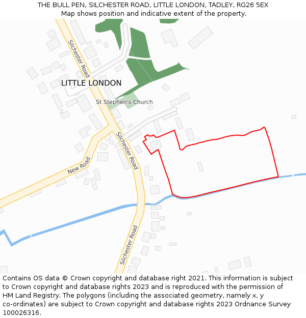 THE BULL PEN, SILCHESTER ROAD, LITTLE LONDON, TADLEY, RG26 5EX: Location map and indicative extent of plot