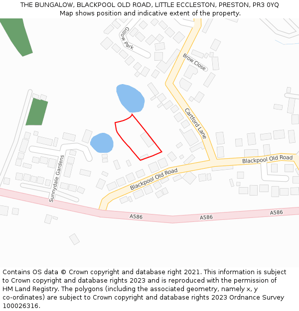 THE BUNGALOW, BLACKPOOL OLD ROAD, LITTLE ECCLESTON, PRESTON, PR3 0YQ: Location map and indicative extent of plot