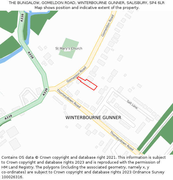 THE BUNGALOW, GOMELDON ROAD, WINTERBOURNE GUNNER, SALISBURY, SP4 6LR: Location map and indicative extent of plot