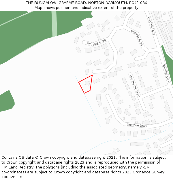 THE BUNGALOW, GRAEME ROAD, NORTON, YARMOUTH, PO41 0RX: Location map and indicative extent of plot