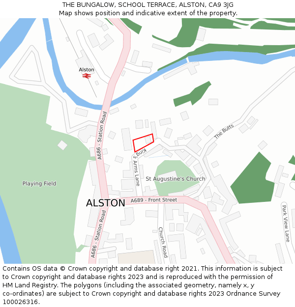 THE BUNGALOW, SCHOOL TERRACE, ALSTON, CA9 3JG: Location map and indicative extent of plot