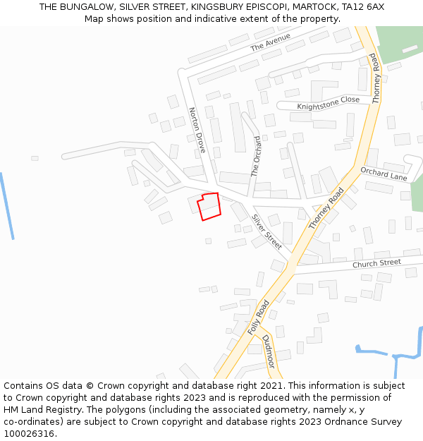 THE BUNGALOW, SILVER STREET, KINGSBURY EPISCOPI, MARTOCK, TA12 6AX: Location map and indicative extent of plot