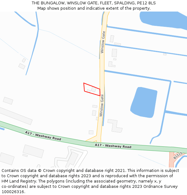THE BUNGALOW, WINSLOW GATE, FLEET, SPALDING, PE12 8LS: Location map and indicative extent of plot