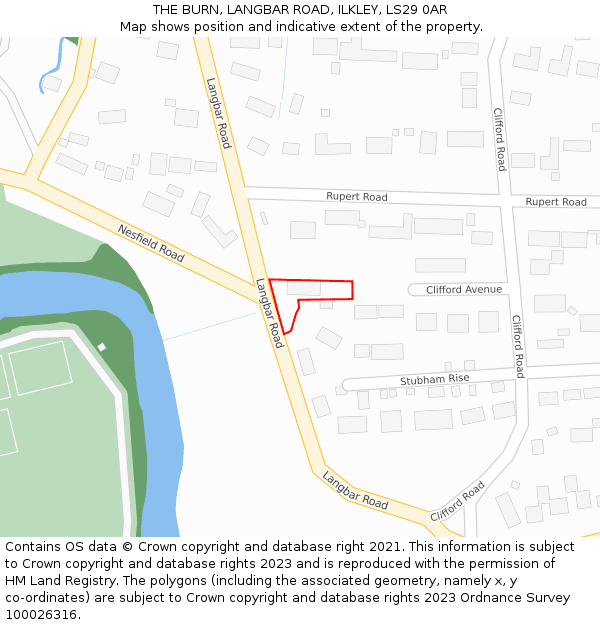 THE BURN, LANGBAR ROAD, ILKLEY, LS29 0AR: Location map and indicative extent of plot