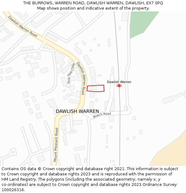 THE BURROWS, WARREN ROAD, DAWLISH WARREN, DAWLISH, EX7 0PQ: Location map and indicative extent of plot