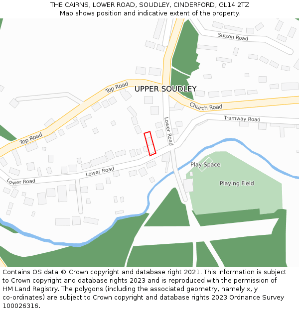 THE CAIRNS, LOWER ROAD, SOUDLEY, CINDERFORD, GL14 2TZ: Location map and indicative extent of plot