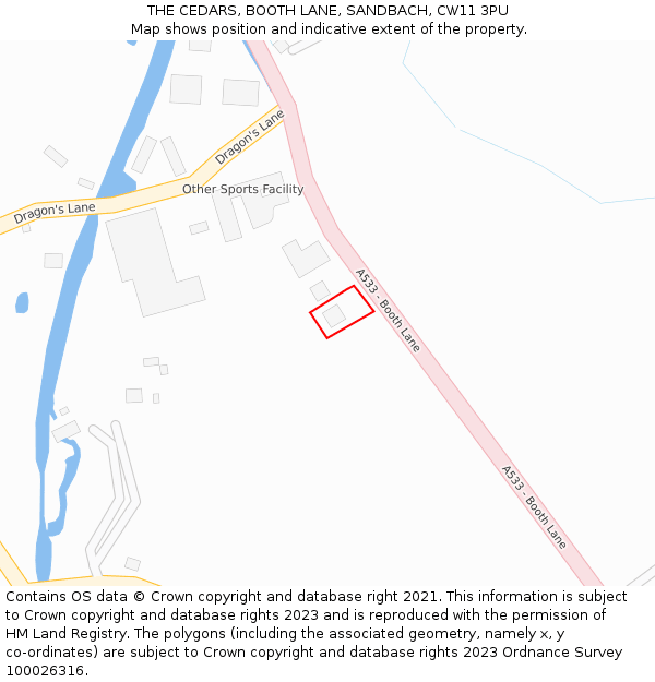 THE CEDARS, BOOTH LANE, SANDBACH, CW11 3PU: Location map and indicative extent of plot