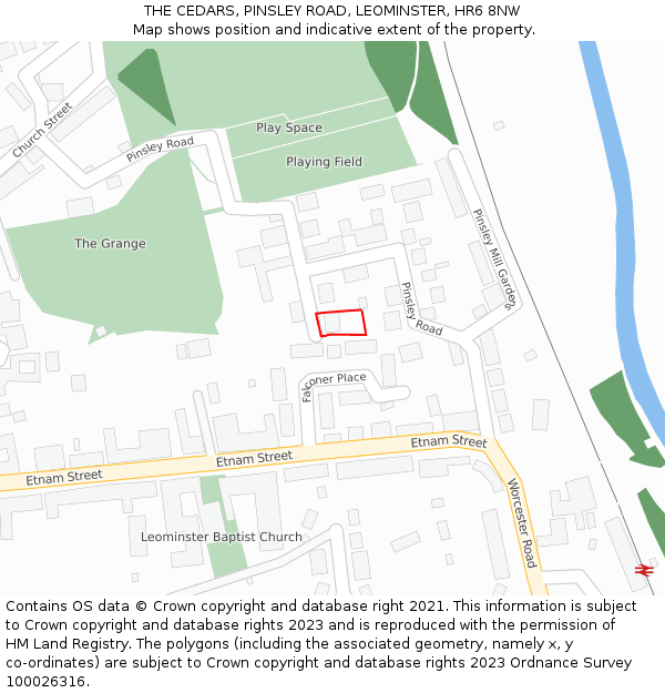 THE CEDARS, PINSLEY ROAD, LEOMINSTER, HR6 8NW: Location map and indicative extent of plot