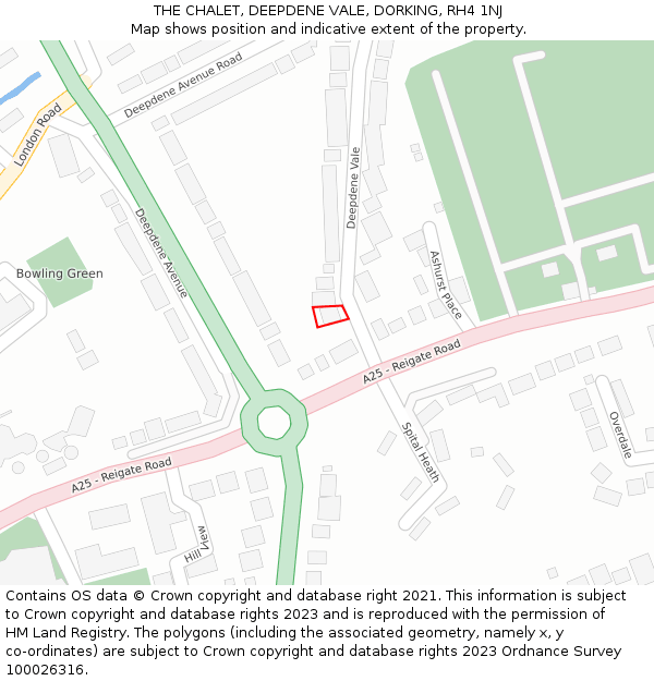 THE CHALET, DEEPDENE VALE, DORKING, RH4 1NJ: Location map and indicative extent of plot