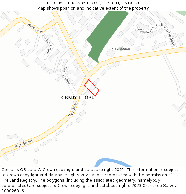 THE CHALET, KIRKBY THORE, PENRITH, CA10 1UE: Location map and indicative extent of plot