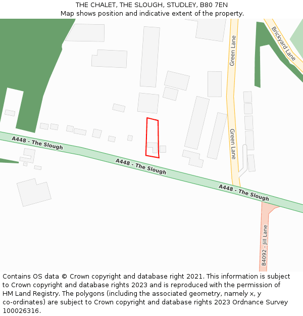 THE CHALET, THE SLOUGH, STUDLEY, B80 7EN: Location map and indicative extent of plot
