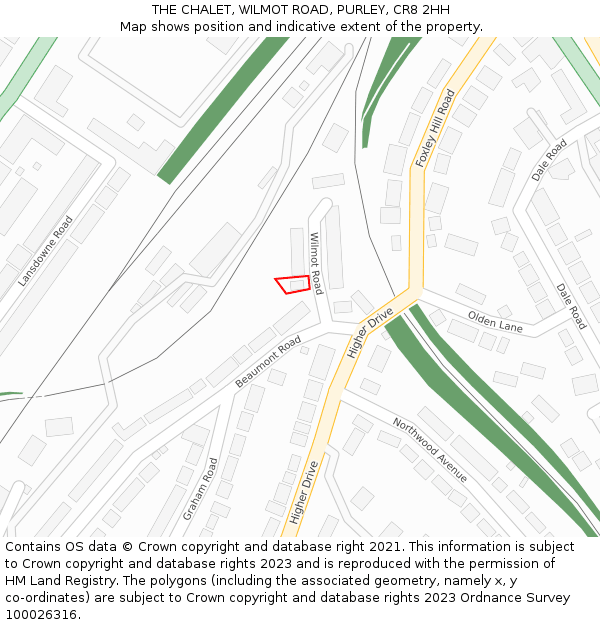 THE CHALET, WILMOT ROAD, PURLEY, CR8 2HH: Location map and indicative extent of plot