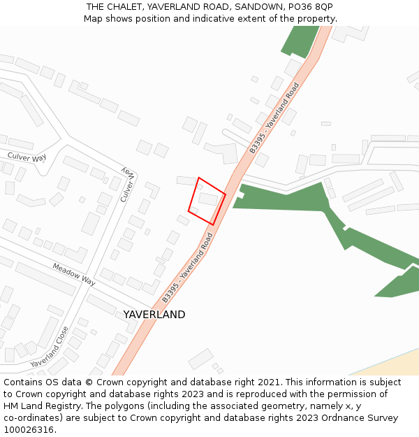 THE CHALET, YAVERLAND ROAD, SANDOWN, PO36 8QP: Location map and indicative extent of plot