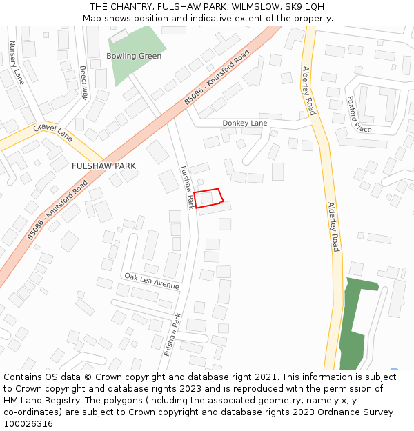 THE CHANTRY, FULSHAW PARK, WILMSLOW, SK9 1QH: Location map and indicative extent of plot