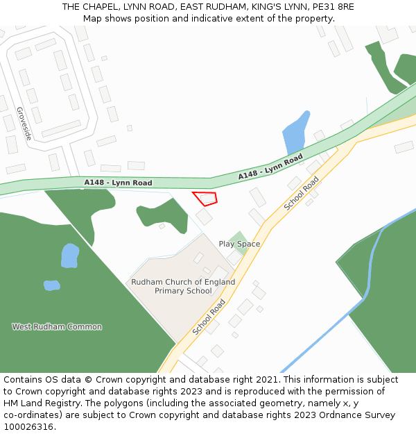 THE CHAPEL, LYNN ROAD, EAST RUDHAM, KING'S LYNN, PE31 8RE: Location map and indicative extent of plot