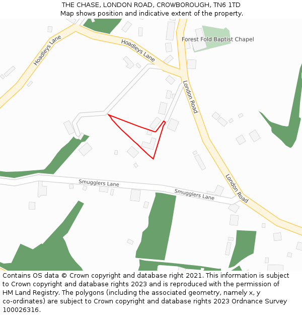 THE CHASE, LONDON ROAD, CROWBOROUGH, TN6 1TD: Location map and indicative extent of plot