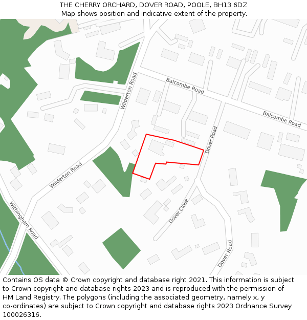 THE CHERRY ORCHARD, DOVER ROAD, POOLE, BH13 6DZ: Location map and indicative extent of plot