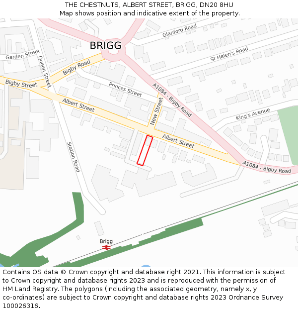 THE CHESTNUTS, ALBERT STREET, BRIGG, DN20 8HU: Location map and indicative extent of plot