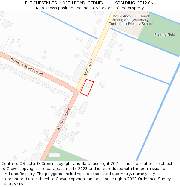 THE CHESTNUTS, NORTH ROAD, GEDNEY HILL, SPALDING, PE12 0NL: Location map and indicative extent of plot