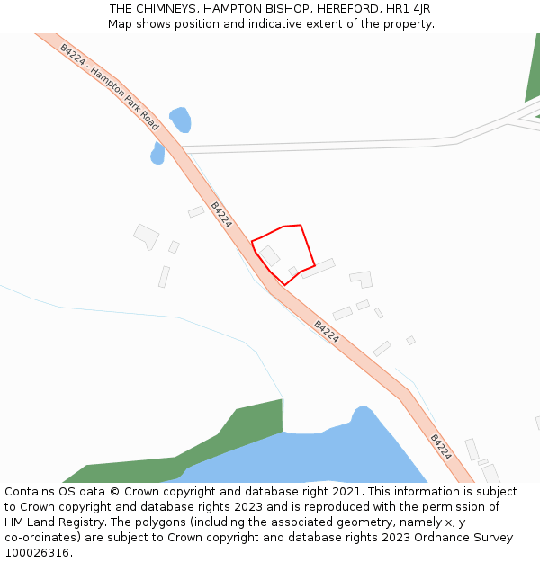 THE CHIMNEYS, HAMPTON BISHOP, HEREFORD, HR1 4JR: Location map and indicative extent of plot