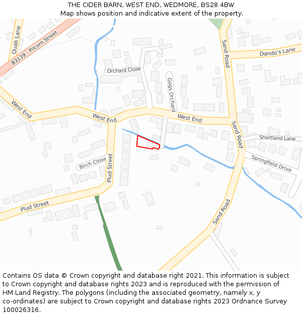 THE CIDER BARN, WEST END, WEDMORE, BS28 4BW: Location map and indicative extent of plot