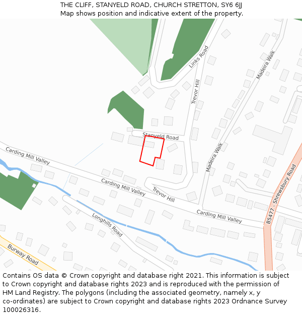 THE CLIFF, STANYELD ROAD, CHURCH STRETTON, SY6 6JJ: Location map and indicative extent of plot