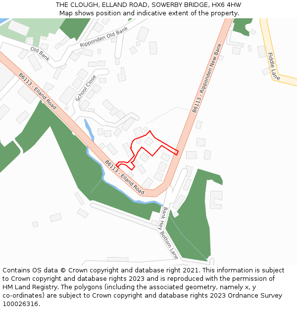 THE CLOUGH, ELLAND ROAD, SOWERBY BRIDGE, HX6 4HW: Location map and indicative extent of plot