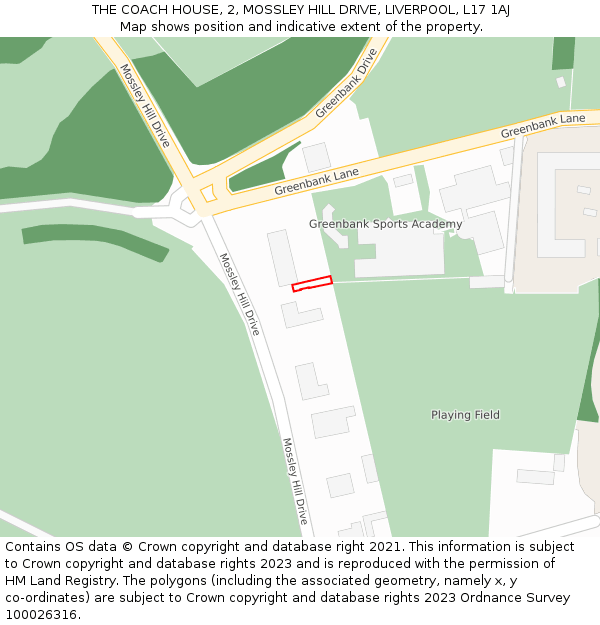 THE COACH HOUSE, 2, MOSSLEY HILL DRIVE, LIVERPOOL, L17 1AJ: Location map and indicative extent of plot