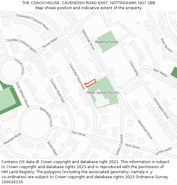 THE COACH HOUSE, CAVENDISH ROAD EAST, NOTTINGHAM, NG7 1BB: Location map and indicative extent of plot