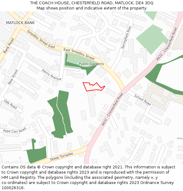 THE COACH HOUSE, CHESTERFIELD ROAD, MATLOCK, DE4 3DQ: Location map and indicative extent of plot
