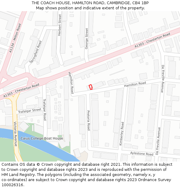 THE COACH HOUSE, HAMILTON ROAD, CAMBRIDGE, CB4 1BP: Location map and indicative extent of plot