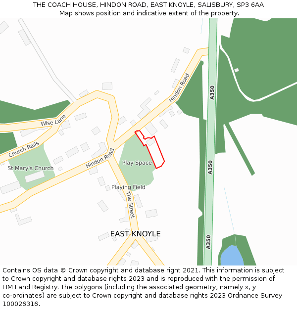 THE COACH HOUSE, HINDON ROAD, EAST KNOYLE, SALISBURY, SP3 6AA: Location map and indicative extent of plot