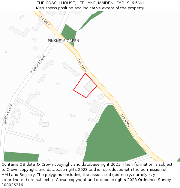 THE COACH HOUSE, LEE LANE, MAIDENHEAD, SL6 6NU: Location map and indicative extent of plot