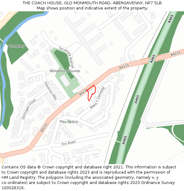 THE COACH HOUSE, OLD MONMOUTH ROAD, ABERGAVENNY, NP7 5LB: Location map and indicative extent of plot