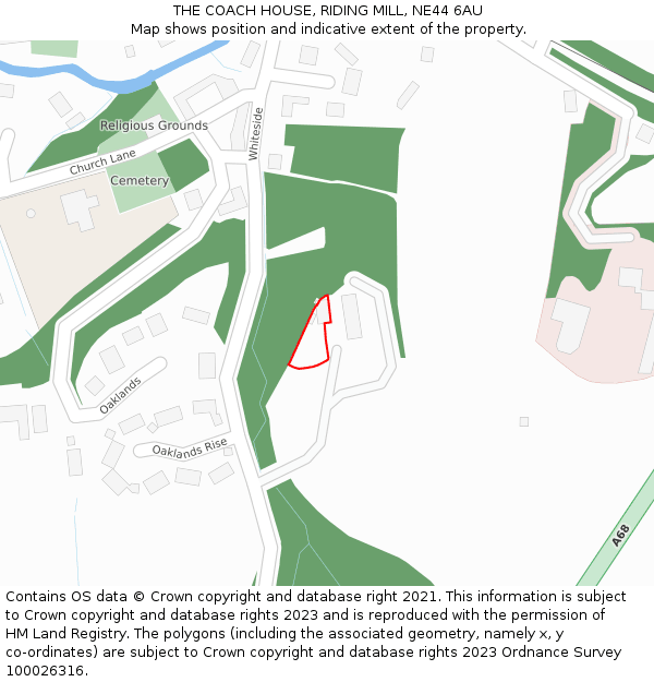THE COACH HOUSE, RIDING MILL, NE44 6AU: Location map and indicative extent of plot