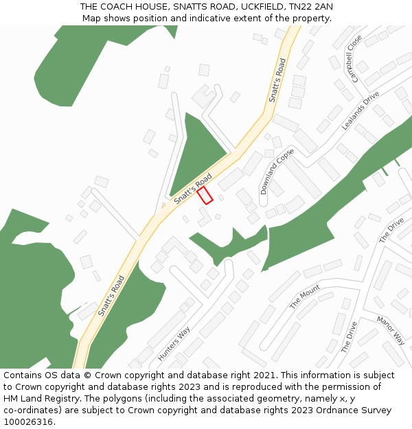 THE COACH HOUSE, SNATTS ROAD, UCKFIELD, TN22 2AN: Location map and indicative extent of plot