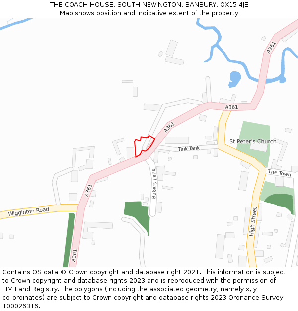 THE COACH HOUSE, SOUTH NEWINGTON, BANBURY, OX15 4JE: Location map and indicative extent of plot
