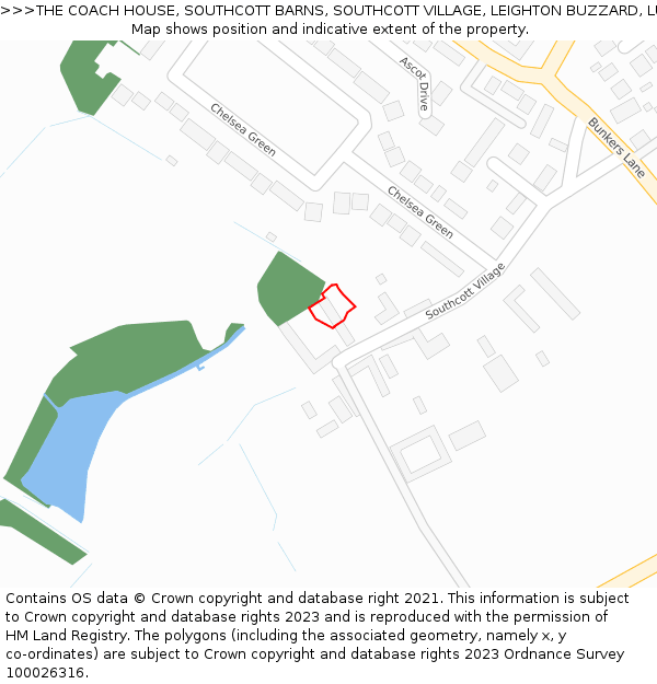 THE COACH HOUSE, SOUTHCOTT BARNS, SOUTHCOTT VILLAGE, LEIGHTON BUZZARD, LU7 2LQ: Location map and indicative extent of plot