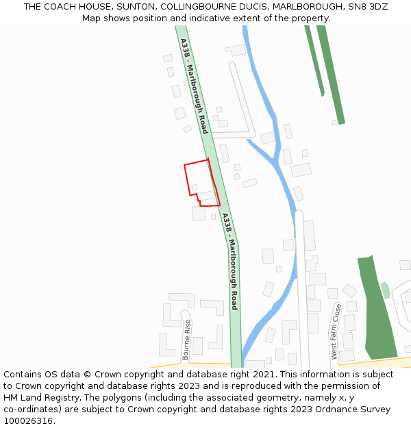 THE COACH HOUSE, SUNTON, COLLINGBOURNE DUCIS, MARLBOROUGH, SN8 3DZ: Location map and indicative extent of plot