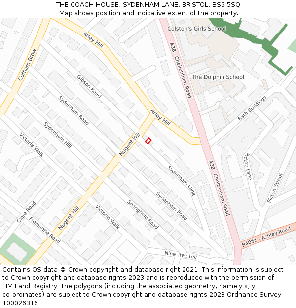 THE COACH HOUSE, SYDENHAM LANE, BRISTOL, BS6 5SQ: Location map and indicative extent of plot