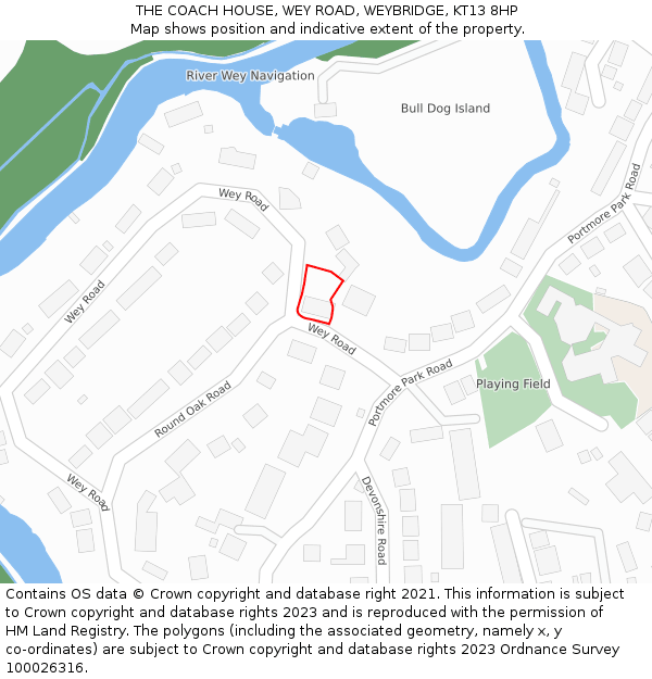 THE COACH HOUSE, WEY ROAD, WEYBRIDGE, KT13 8HP: Location map and indicative extent of plot