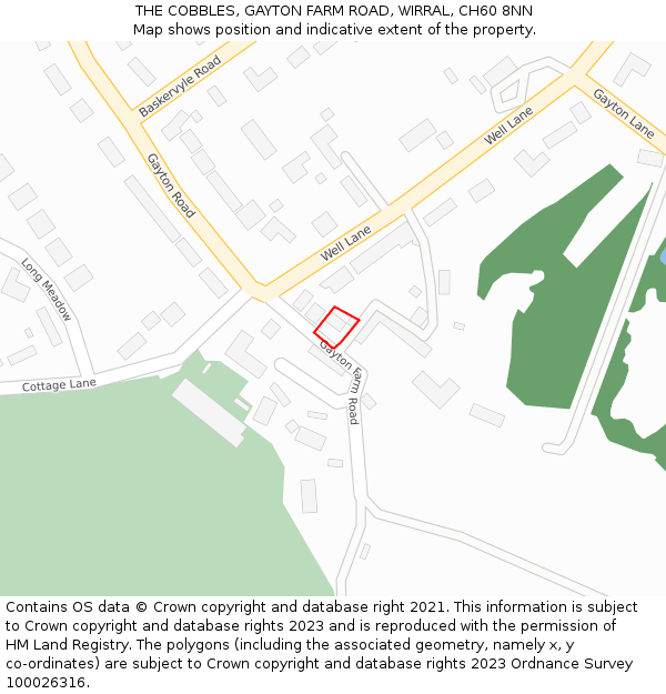 THE COBBLES, GAYTON FARM ROAD, WIRRAL, CH60 8NN: Location map and indicative extent of plot