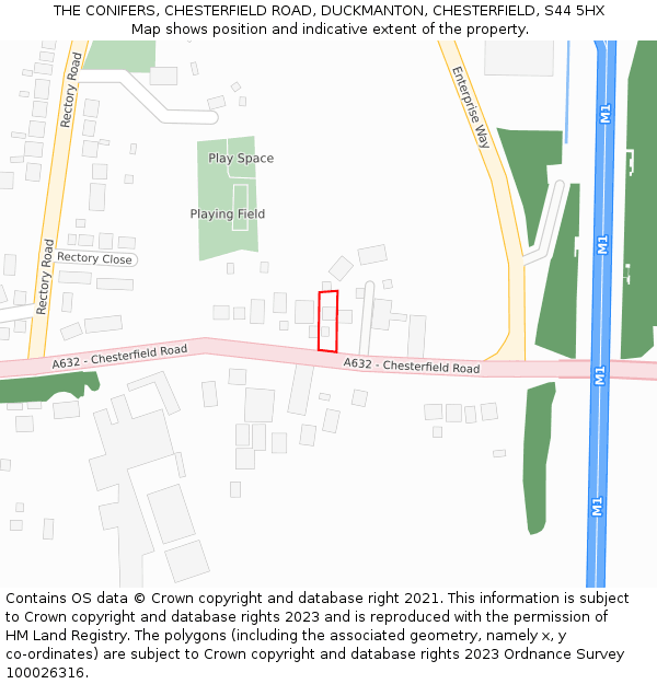 THE CONIFERS, CHESTERFIELD ROAD, DUCKMANTON, CHESTERFIELD, S44 5HX: Location map and indicative extent of plot