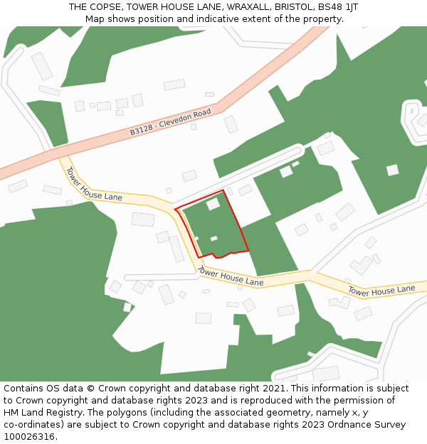 THE COPSE, TOWER HOUSE LANE, WRAXALL, BRISTOL, BS48 1JT: Location map and indicative extent of plot