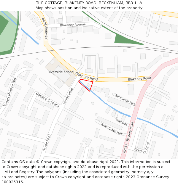 THE COTTAGE, BLAKENEY ROAD, BECKENHAM, BR3 1HA: Location map and indicative extent of plot