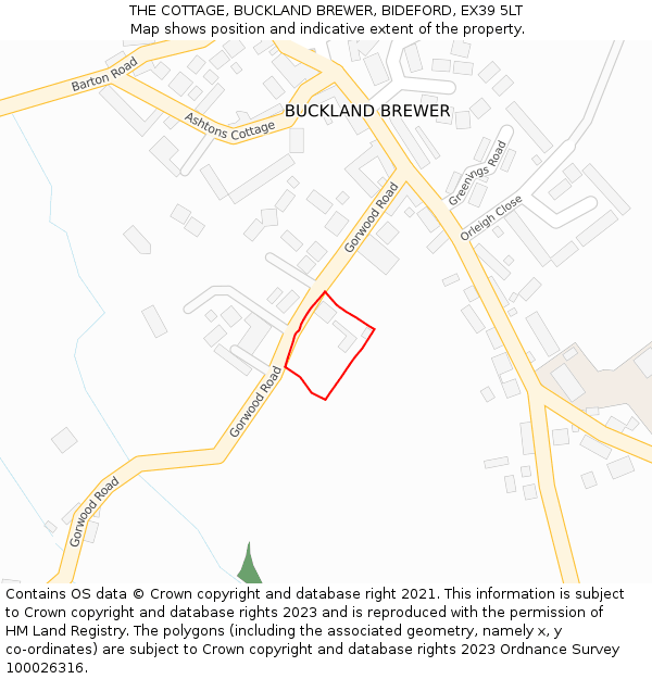THE COTTAGE, BUCKLAND BREWER, BIDEFORD, EX39 5LT: Location map and indicative extent of plot