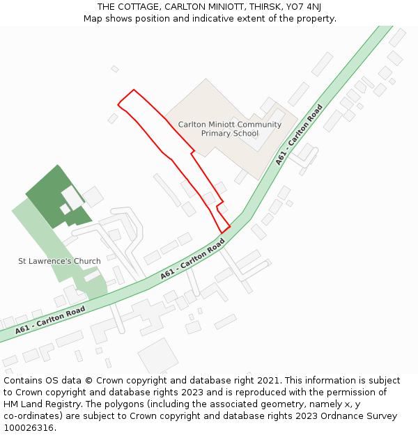 THE COTTAGE, CARLTON MINIOTT, THIRSK, YO7 4NJ: Location map and indicative extent of plot