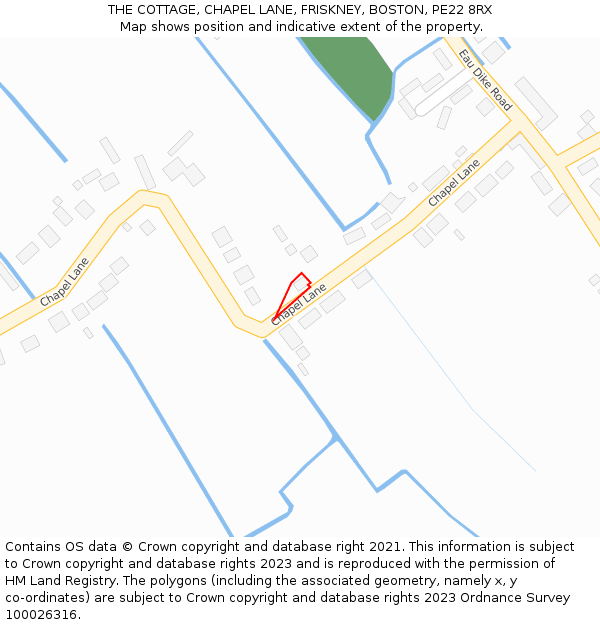 THE COTTAGE, CHAPEL LANE, FRISKNEY, BOSTON, PE22 8RX: Location map and indicative extent of plot