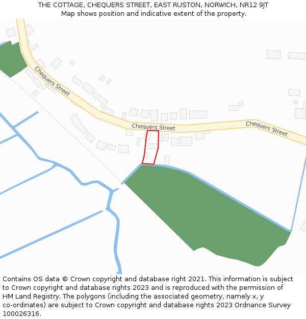 THE COTTAGE, CHEQUERS STREET, EAST RUSTON, NORWICH, NR12 9JT: Location map and indicative extent of plot