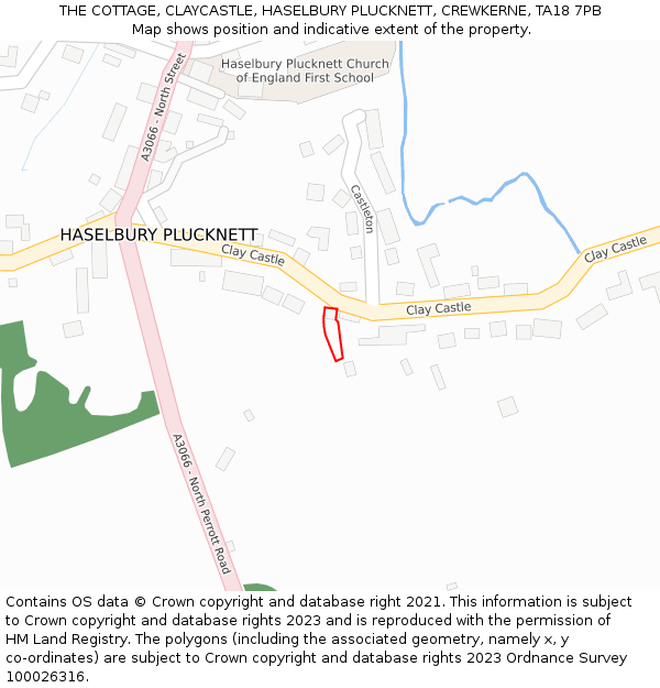 THE COTTAGE, CLAYCASTLE, HASELBURY PLUCKNETT, CREWKERNE, TA18 7PB: Location map and indicative extent of plot